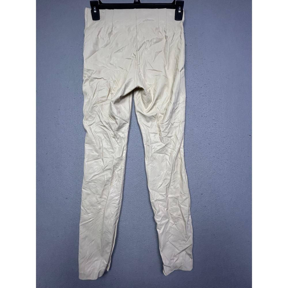 Zara Skinny Pants Faux Leather Cream Size Medium Womens